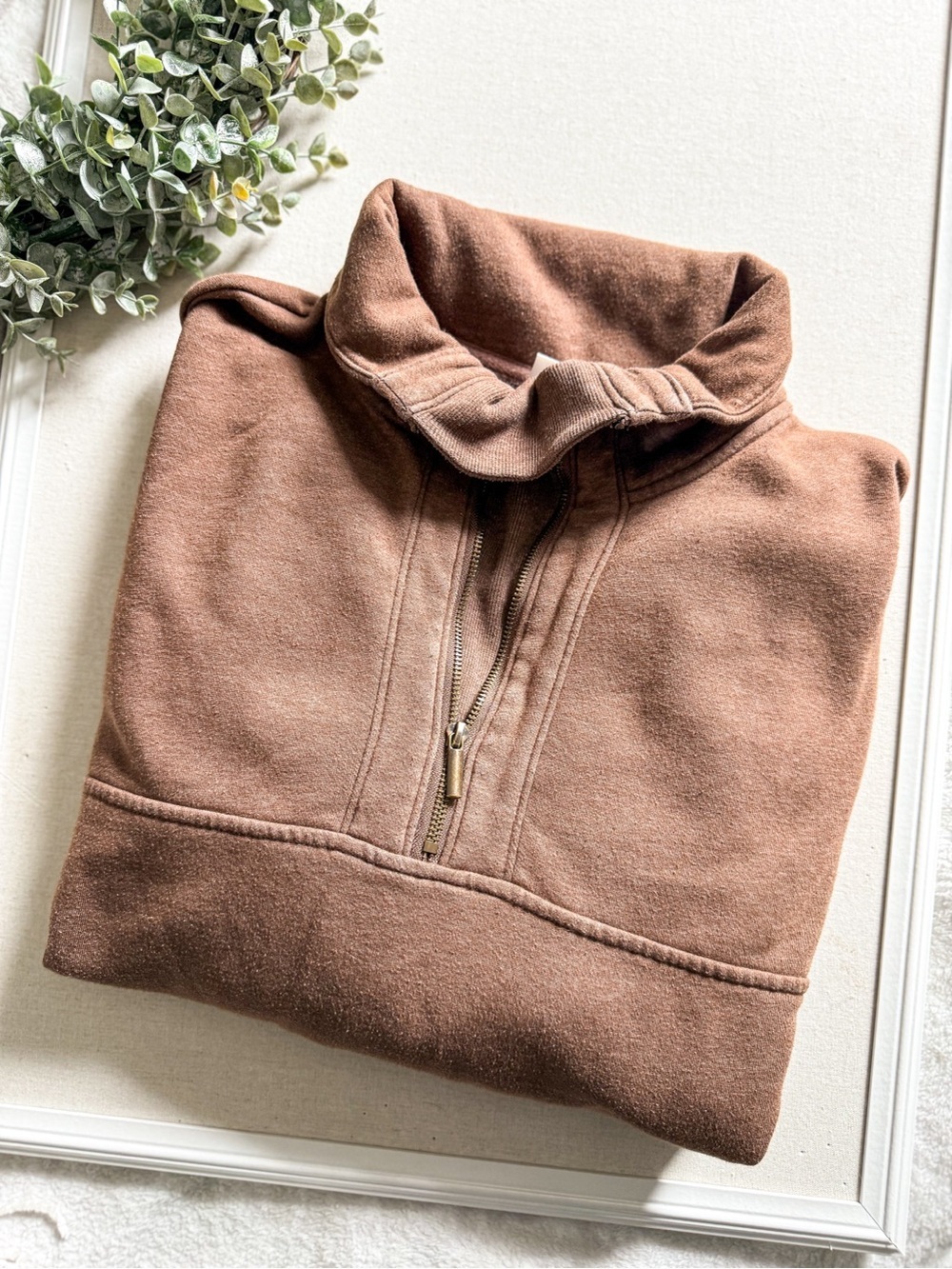 Old Navy Brown Quarter Zip Pullover Sweatshirt Cozy Fleece Size M